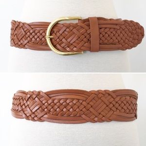 NWOT Michael Kors Braided Cognac Leather Belt Wide
